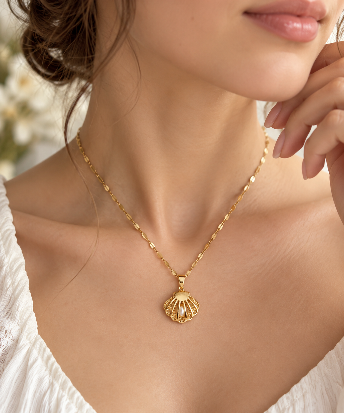 Collier Coquillage Murmure de l'Océan | Bijou d'aromathérapie